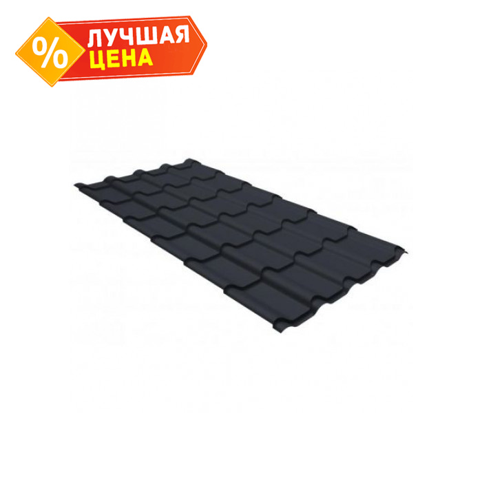 Металлочерепица Grand Line Kamea (Камея) 0,5 GreenCoat Pural Matt BT RAL 7024 Мокрый асфальт