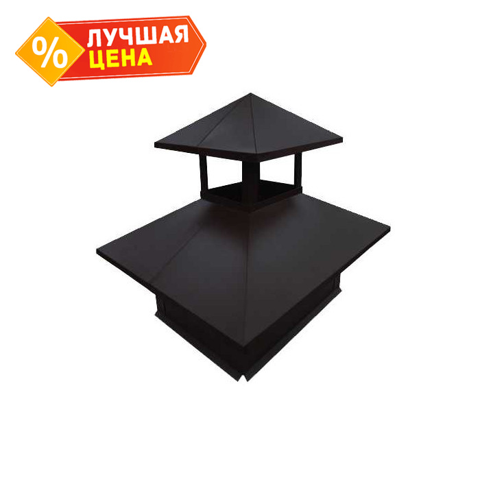 Дымник на трубу двойной 520х390мм 0,5 Satin с пленкой RAL 7024 мокрый асфальт