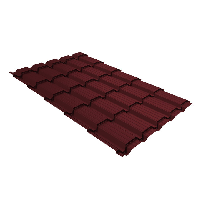 Металлочерепица Grand Line Верховье Quadro profi (Квадро Профи) 0,5 Satin Matt RAL 3005 красное вино