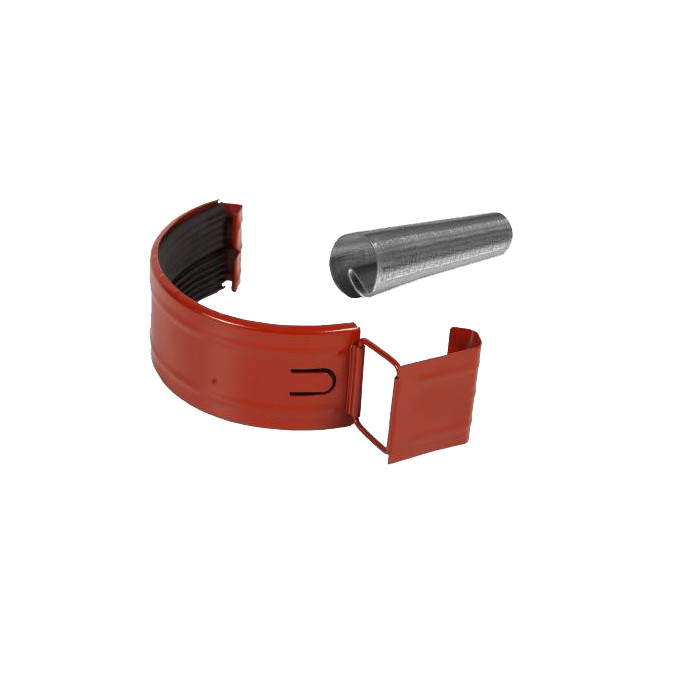 Соединитель желоба в комплекте, сталь, d-150 мм, красный, Aquasystem