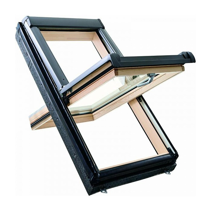 Окно R45 Н200 с термоблоком, 54х118 см, из дерева (однокамерное, среднеповоротное), Roto